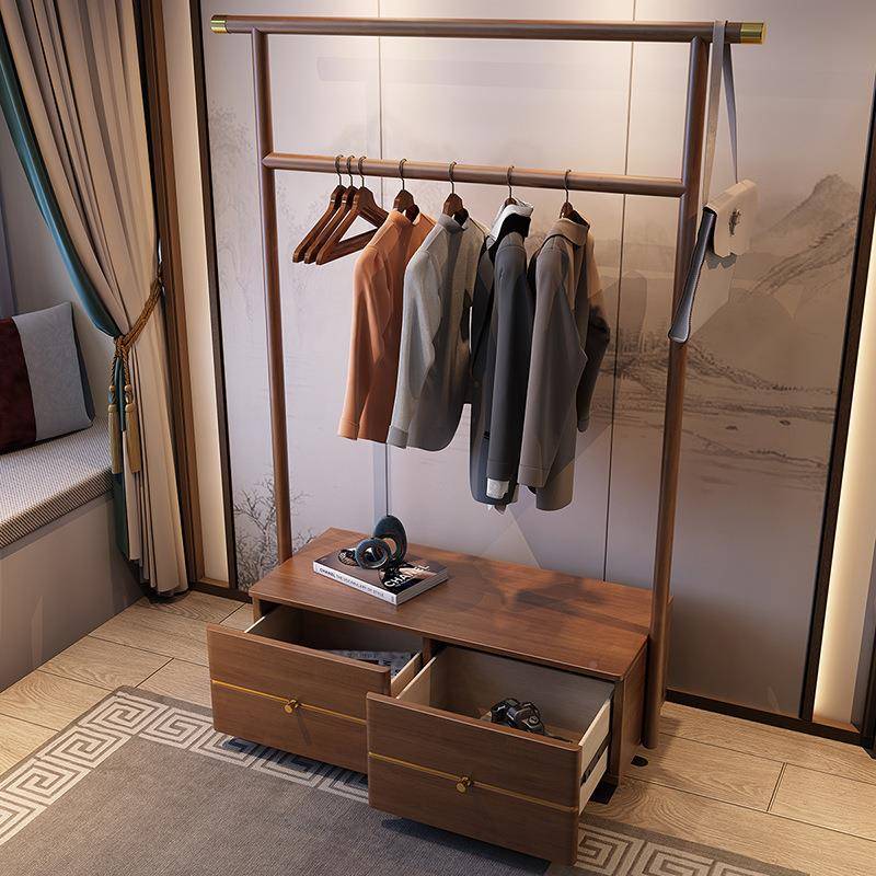 新中约式实木挂衣架落地衣简帽架卧室现代家用轻衣服置967#衣帽物