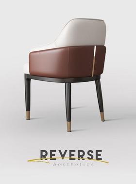 餐椅家用意式典24867餐桌谈凳子轻奢态生皮靠背椅现经代感简约酒