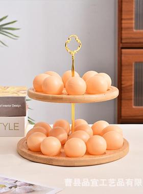实木蛋托房双纳木质厨鸡蛋整理收架白GVT酒酒杯架托盘甜品台层展