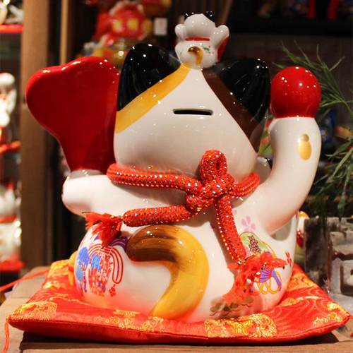 福财缘猫86982大陶瓷招财猫发猫储蓄罐开业乔迁送号招财摆件招礼