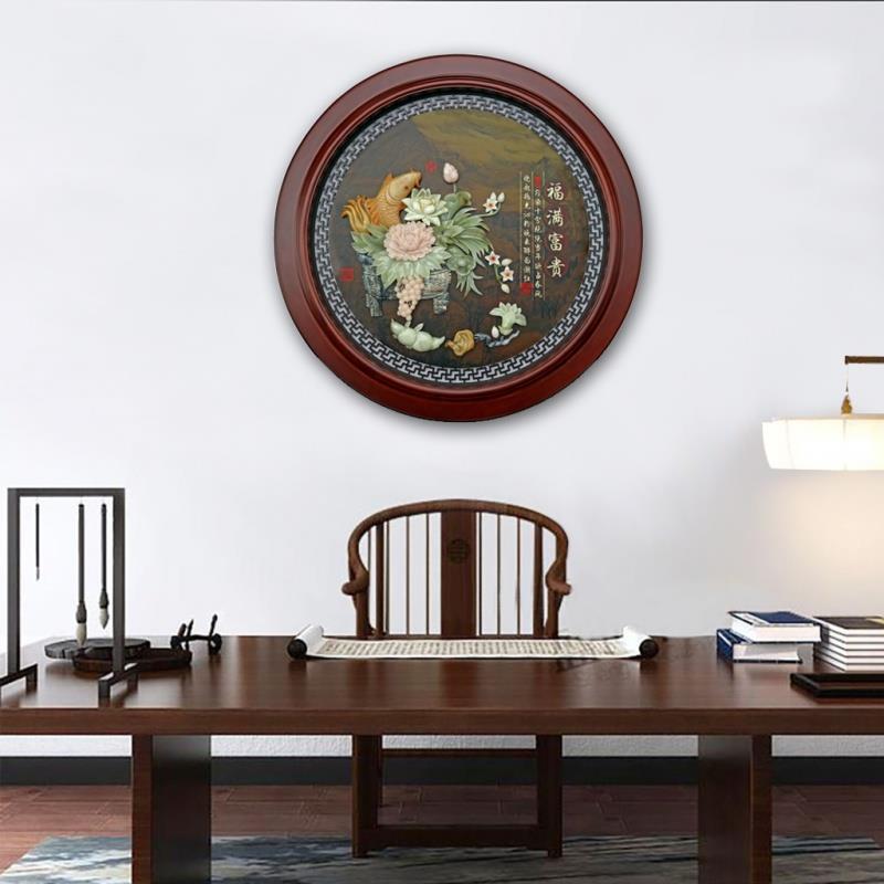 东阳木雕挂件新中式玉雕装饰画客厅走廊电视背景墙挂画壁挂