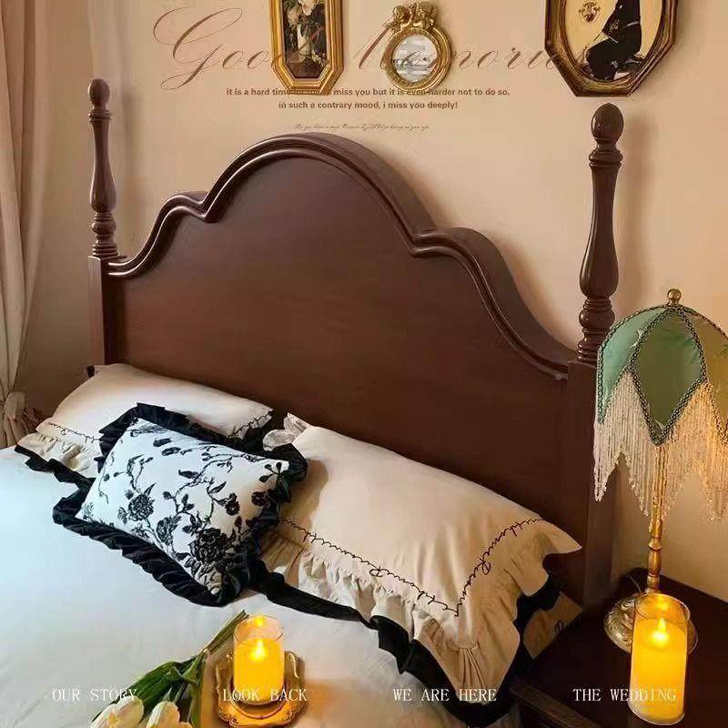复古美式实古木床1.5m1.复8米主卧室现代简约床法式双人NHO床婚家