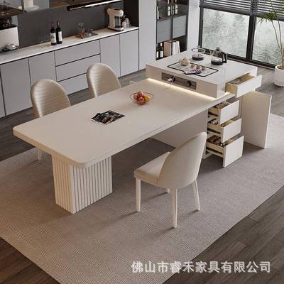 2025款端高岩板新岛台桌一QUD体意式轻餐奢家用岩板餐桌可伸缩中