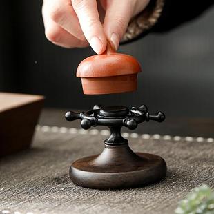 创意船舵黑檀木配转把砂玩盖置紫茶GZ2025-4壶盖碗件盖子旋壶托茶