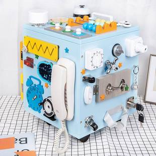 忙碌百宝箱男女孩智力开发儿童木制玩具宝宝开锁解锁早教益智积木