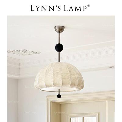 Lynn's立意法式花纹布艺吊灯白蜡木卧室少女餐厅中古南洋风灯具