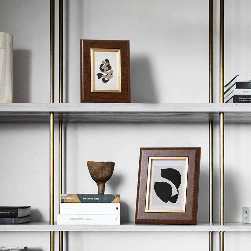 复古实木相框6寸7寸办公室桌面装饰品摆件床头柜欧式家居软装摆台