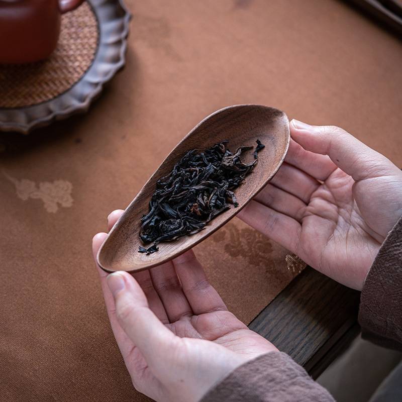 明泉茶斋草木灰茶则茶拨家用复古实木醒茶荷赏茶勺茶铲茶道配件