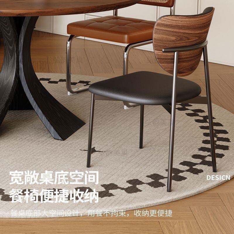 法式餐复古白蜡实木桌木椅组家合2025新款1用小户型圆形饭桌洽谈