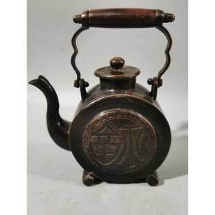 古玩杂项铜收藏仿家PY025古铜壶件提梁壶茶壶器摆酒壶居工艺品装