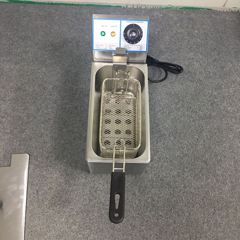 富祺4升小型电炸炉 商用台式单缸炸薯条电炸炉 不锈钢台式电炸炉