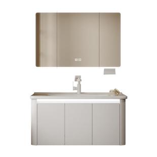 小365沐简圆弧d蜂窝铝浴室极卫生间柜厕所洗漱台陶瓷一体盆镜柜