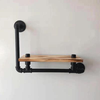 复古壁架式工业风水管置毛物架536923浴室巾架墙上美装饰挂书架层