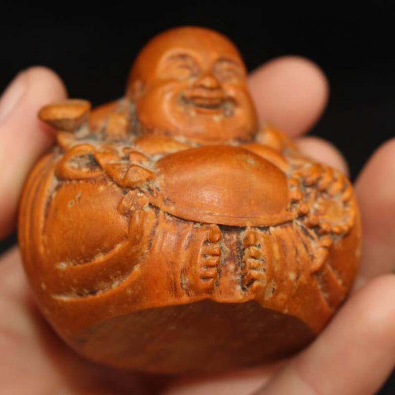 古玩厂家 铜器工艺品仿古做旧桌面摆件黄杨木如意佛手把件收藏