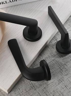 ?5卧室门锁实室内静音房zll07门磁分体锁黑色卫生间木门把手家用