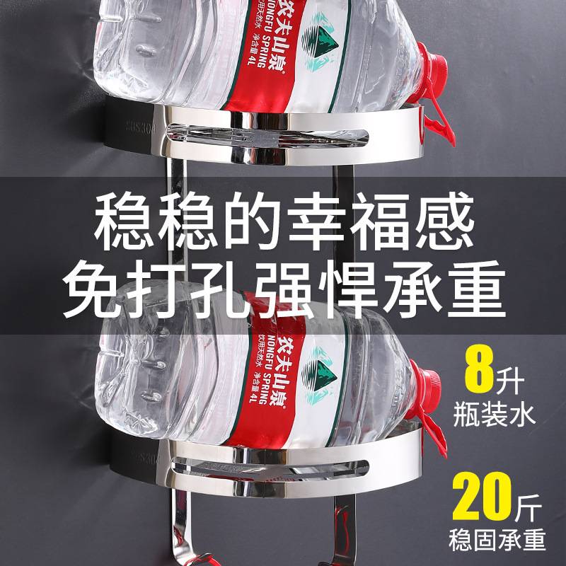 免打孔304不锈钢双层角架连体带钩浴室置物架壁挂扇形转角收纳架