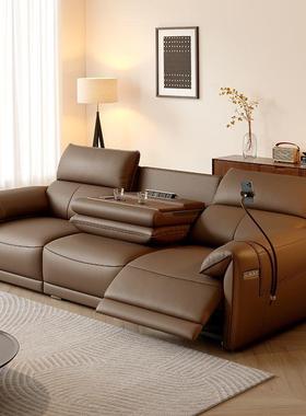 功三人位轻墙奢靠沙PDD10199发空舱家庭影院零太电动能沙发头等式