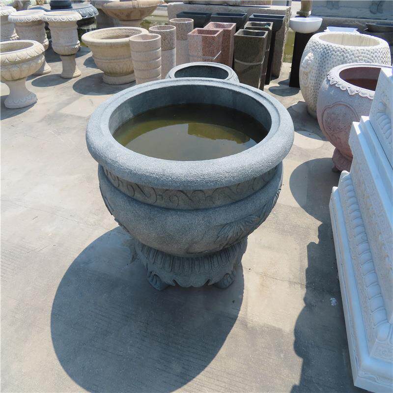 庭厂摆家雕件花盆仿HUA-031古刻椭圆石雕鱼缸花盆小区公园养鱼荷