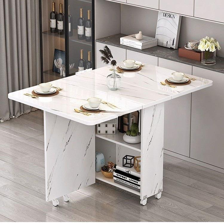 折叠餐桌家用小EXT能户型简租易多功可移桌动带轮长方形出房吃饭