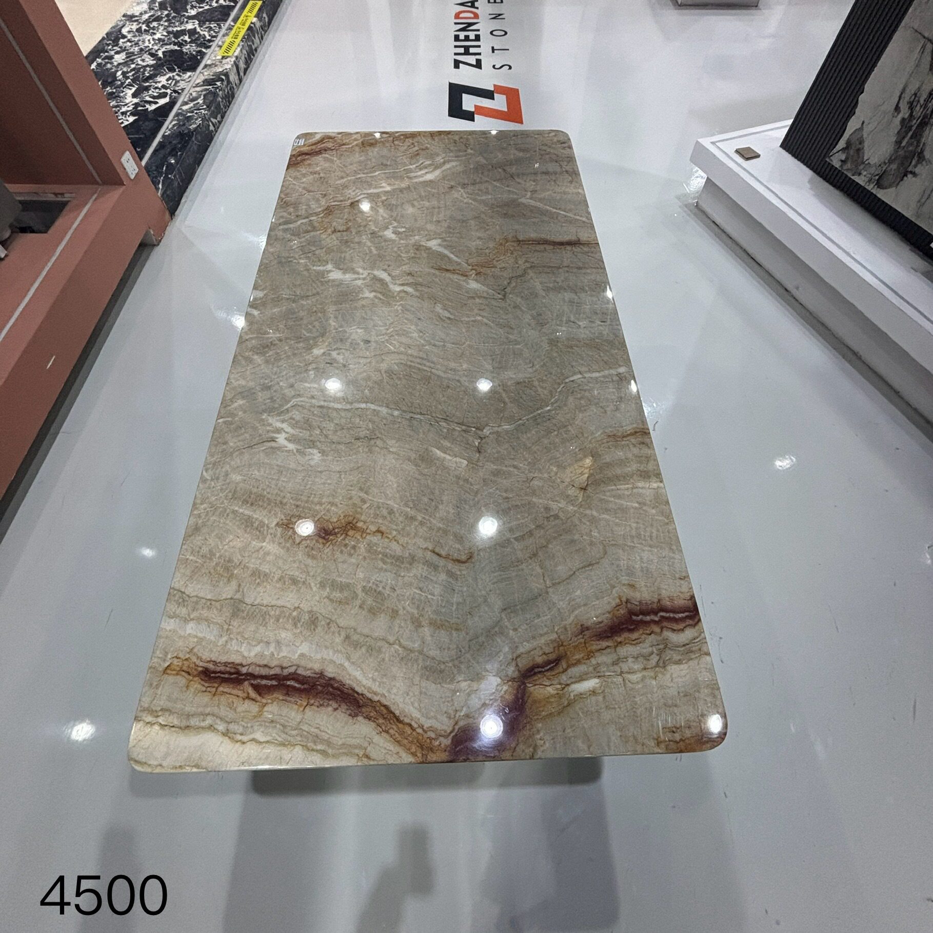 奢石大理石餐桌圆桌茶几组合天然石材接待桌支持异性图纸选择