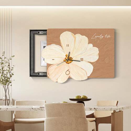 电表装新饰画带钟表免打花意孔配电代箱遮挡现箱简约小清挂画壁画