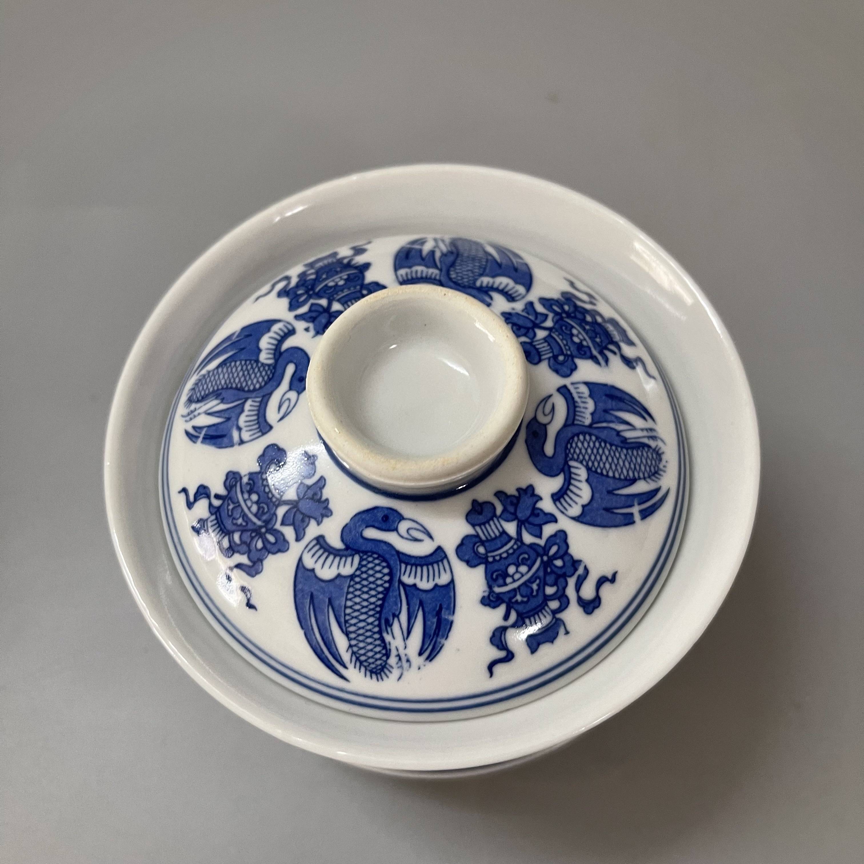 景德镇567老厂货青花瓷三才盖碗老货老古董古玩收藏品艺术品茶具