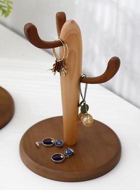 入户钥匙置IVC挂架纳创意人掌实木收盒进门口桌仙面物架玄关钥匙