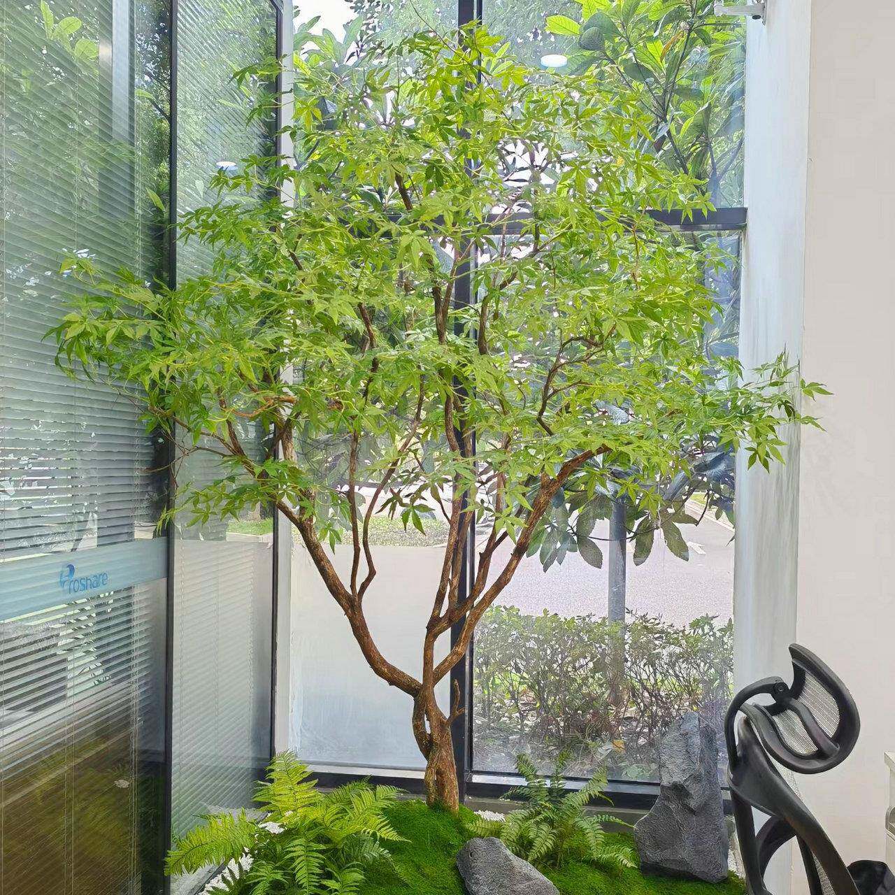仿枫树鸡爪槭枯绿山室内茶室jyj88898真景观盆景假树摆件绿水植造