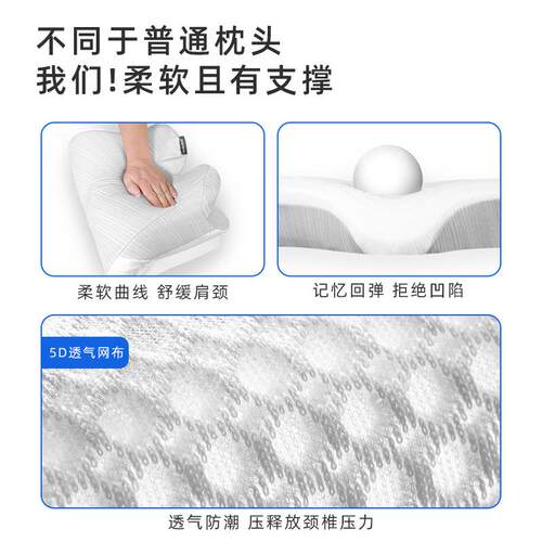 跨境亚马逊弹异形牛角枕记忆睡棉慢sf回护颈助眠枕头可侧睡0压枕