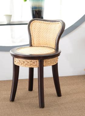 藤椅单人藤编子DGK靠背椅休闲椅家用小椅织子凳子圆凳椅矮靠凳编