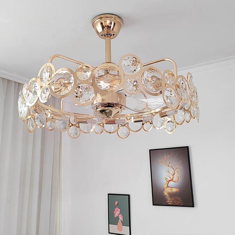 创玻璃水晶风扇灯P-HDF-01厅轻客厅餐卧室书房儿童意奢房简约风扇