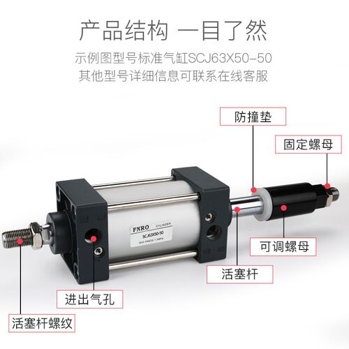 SC标准气缸行程可调大推力SCJ32/40/50*25-25/100-100/300-100-S