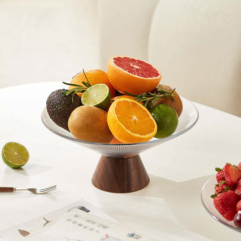 ?T9J5高颜值高脚水果盘轻奢中式客厅家用小茶几玻璃糖
