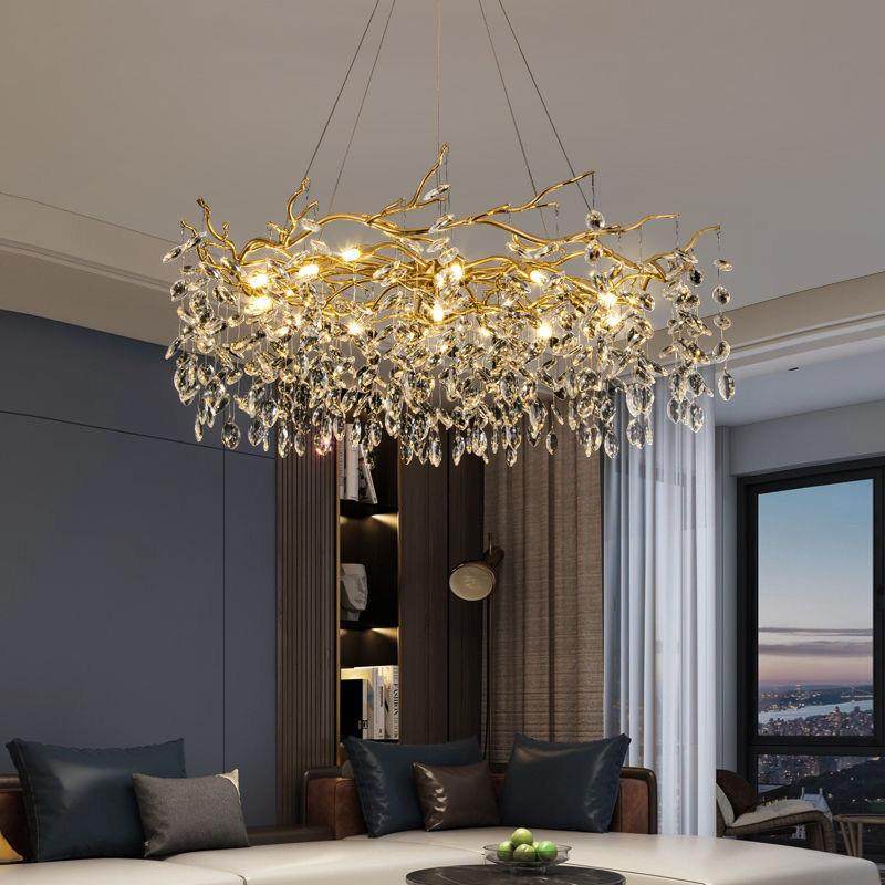 现代别墅水晶灯树枝餐厅简约奢华豪华卧室客厅大灯法式艺术吊灯