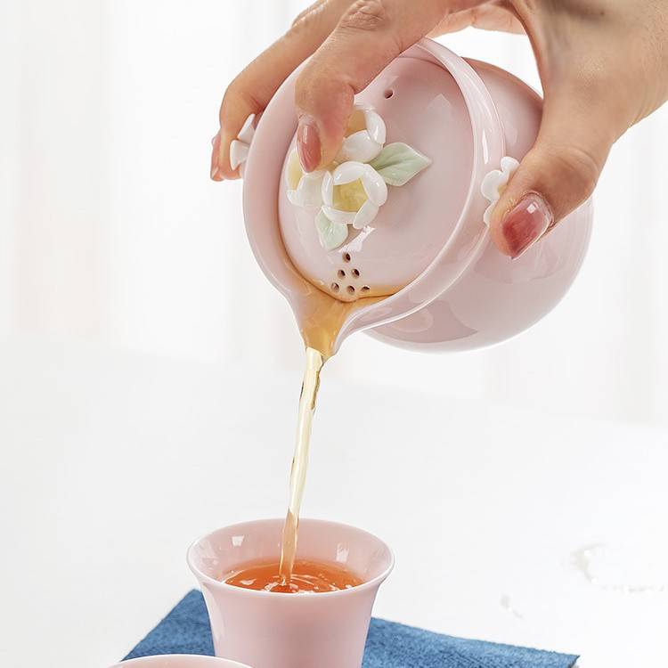 一品窑 陶瓷小茶壶单壶粉色功夫泡茶壶家用防烫手抓壶单人茶具女