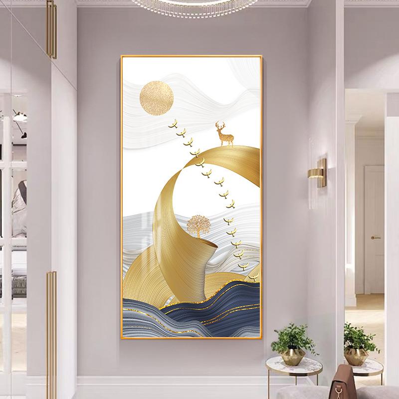 福禄高升入户玄关装饰画客厅过道走廊楼梯口壁画简约现代玄幻挂画