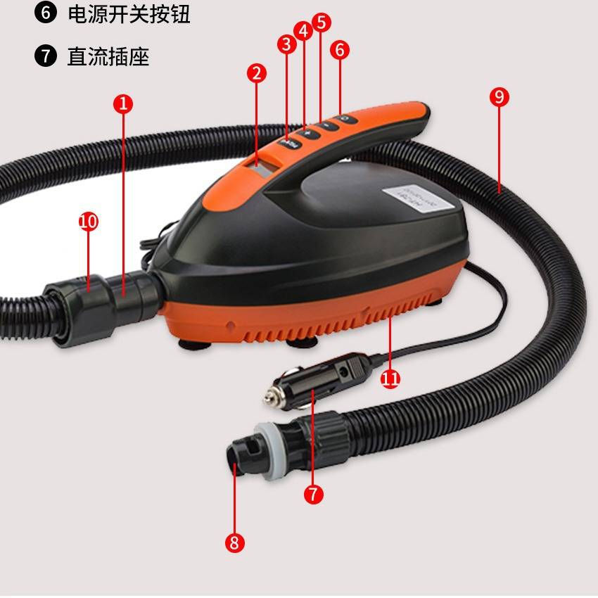滑水板冲浪板SUP桨板直流充气泵车载电动充气增压泵充气泵