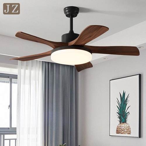 中古风扇灯吊扇灯客厅卧室书房餐厅灯实木静音新中式胡桃木色灯具