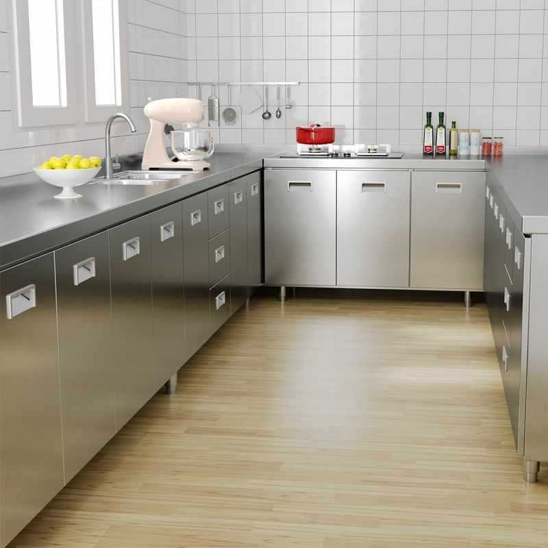 304整体不锈钢厨房橱柜简易灶台一体农村储物整装碗柜家用小户型