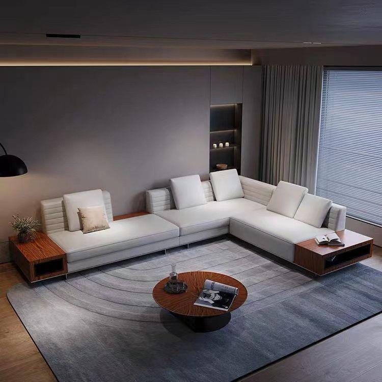 意式极简ROGER罗杰沙发别墅大平层悬浮直排转角贵妃棉麻布艺沙发