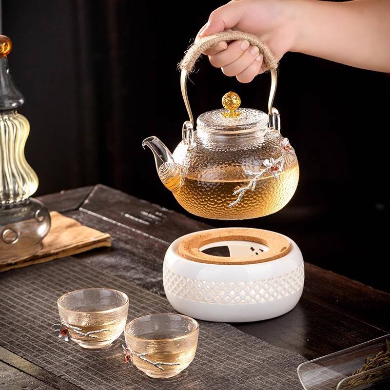 耐热玻璃花茶壶带过滤保温电陶炉煮茶器下午茶具套装加热蜡烛底座