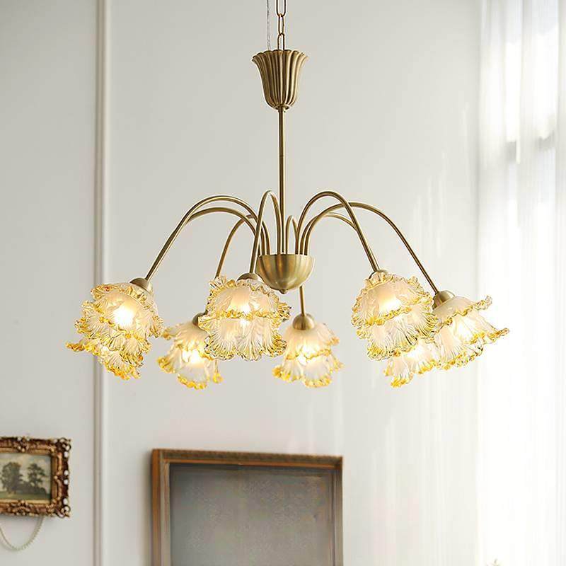 法式美式全铜吊灯餐厅客厅卧室书房灯高档水晶花朵别墅复古灯具,家装灯饰光源,智能吊灯,淘宝优惠券,粉丝福利购,淘宝优惠卷