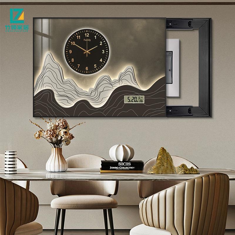 电表箱装饰画带钟表现代简约电子静音万年历配电箱遮挡家用总开关