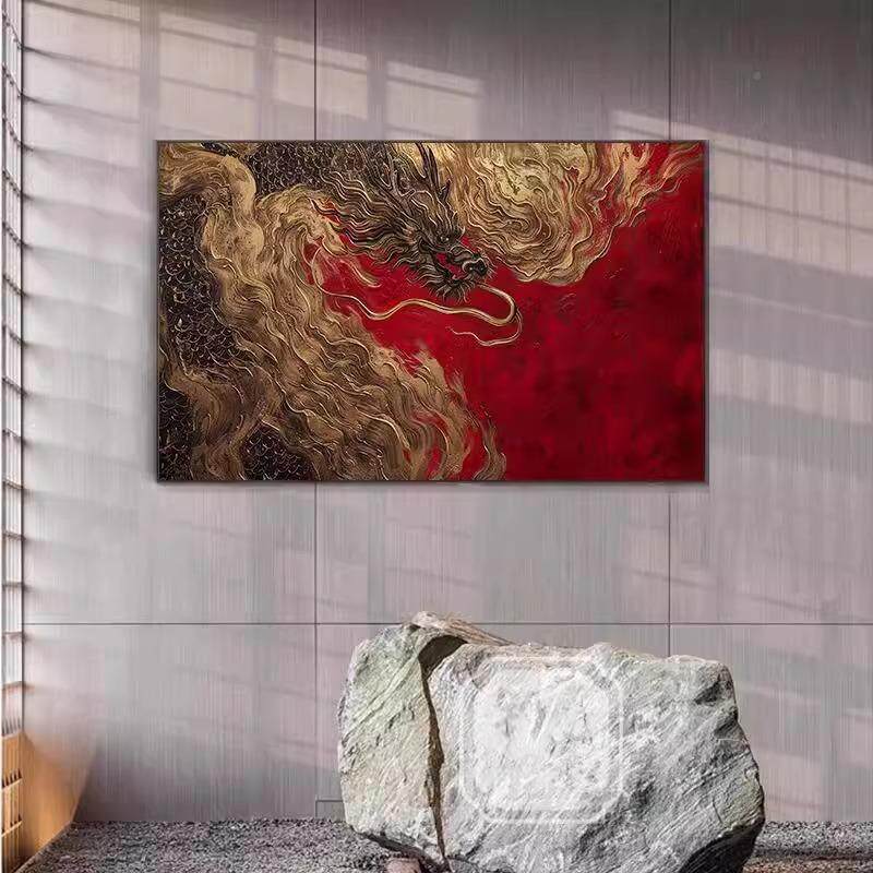 YUC新中式版高挂档客厅酒店装饰画大龙图名宿大横堂画书房茶室壁