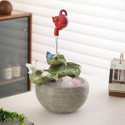 创意陶瓷流水摆件循环水办公室电视柜玄关客厅桌面轻奢装饰品