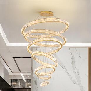 高端客厅吊灯轻奢水晶灯别墅设计师现代简约圆环卧室灯奢华餐厅灯