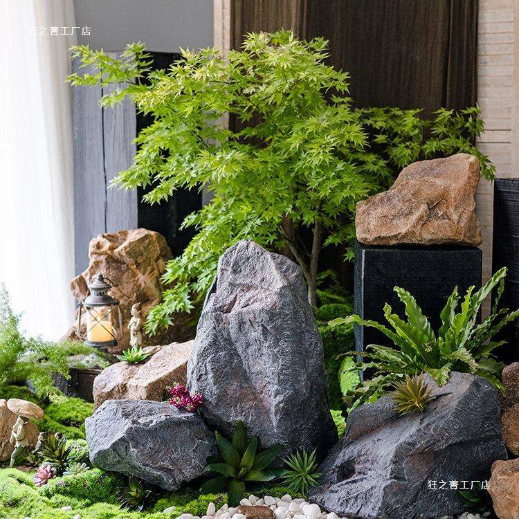 假石头模具花园庭院户外设计鱼缸假山造景假道具创意摆件