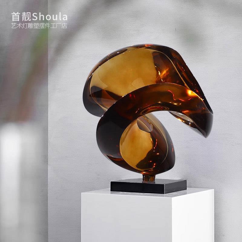 简约现代入户玄关摆件轻奢高档客厅家居软装饰品透明树脂雕塑艺术