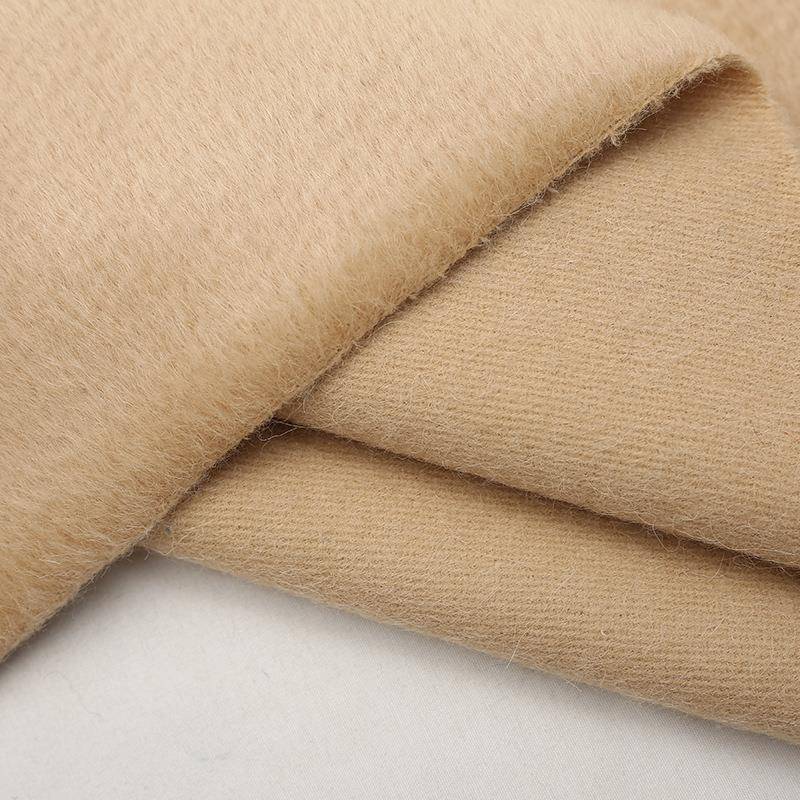 70HZS骆马单绒面阿尔巴卡羊驼绒面料呢秋冬粗纺大衣羊绒毛布呢料