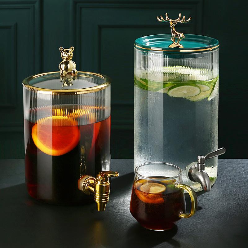 2F高颜值冷水壶带龙头冷泡瓶高硼硅玻璃水壶大容量耐高温凉水壶家